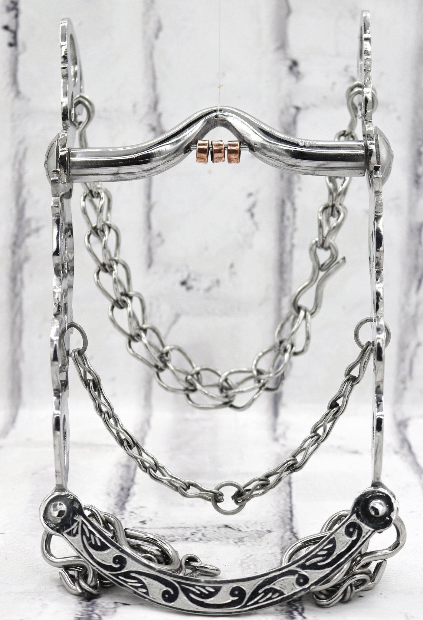 5 1/2" Horse Stainless Steel Charro Bit Freno Horseshoe - M - Royal Saddles - Charro Bits/Frenos