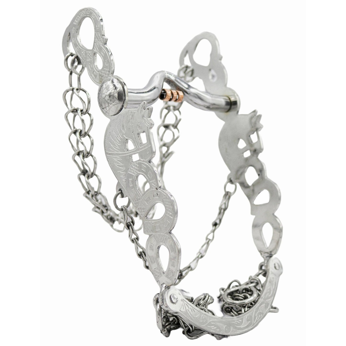 5 1/2" Horse Stainless Steel Charro Bit Freno Horseshoe - M - Royal Saddles - Charro Bits/Frenos