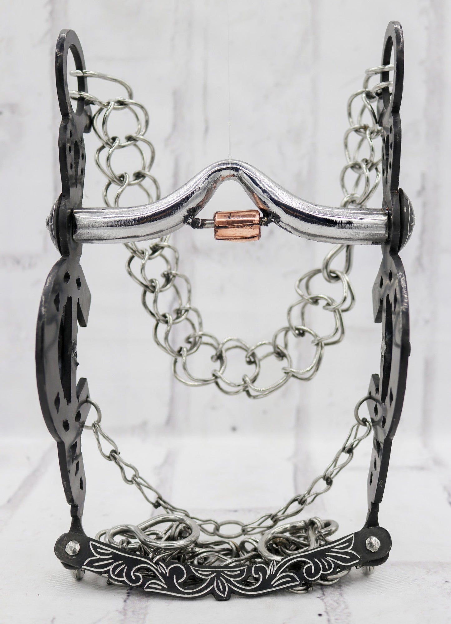 5 1/4" Freno Black Herradura Charro Stainless Horse Bit - M - Royal Saddles - Charro Bits/Frenos