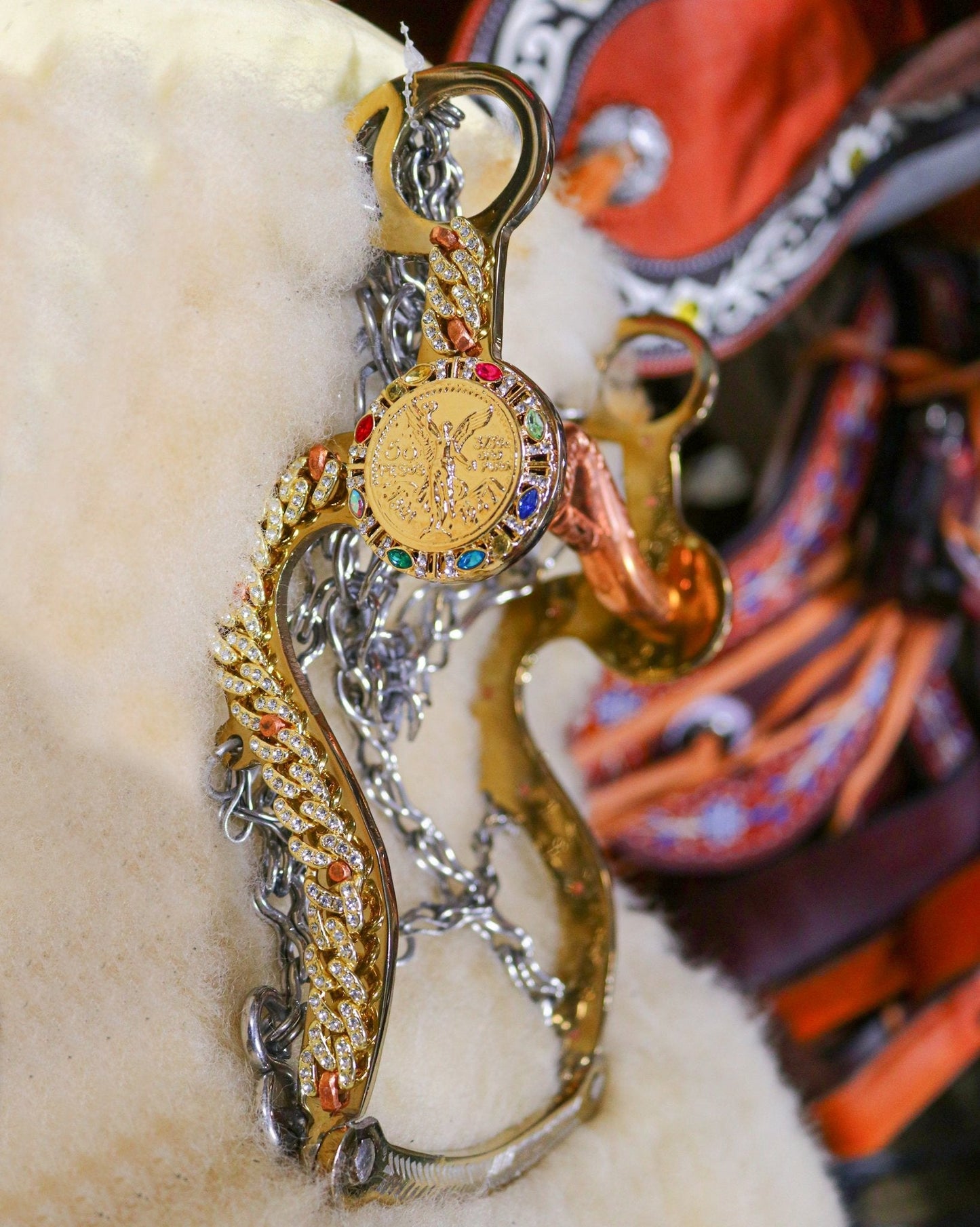 5 3/8" Freno Centenario Dorado Horse Cobre Caballo - M - Royal Saddles - Charro Bits/Frenos