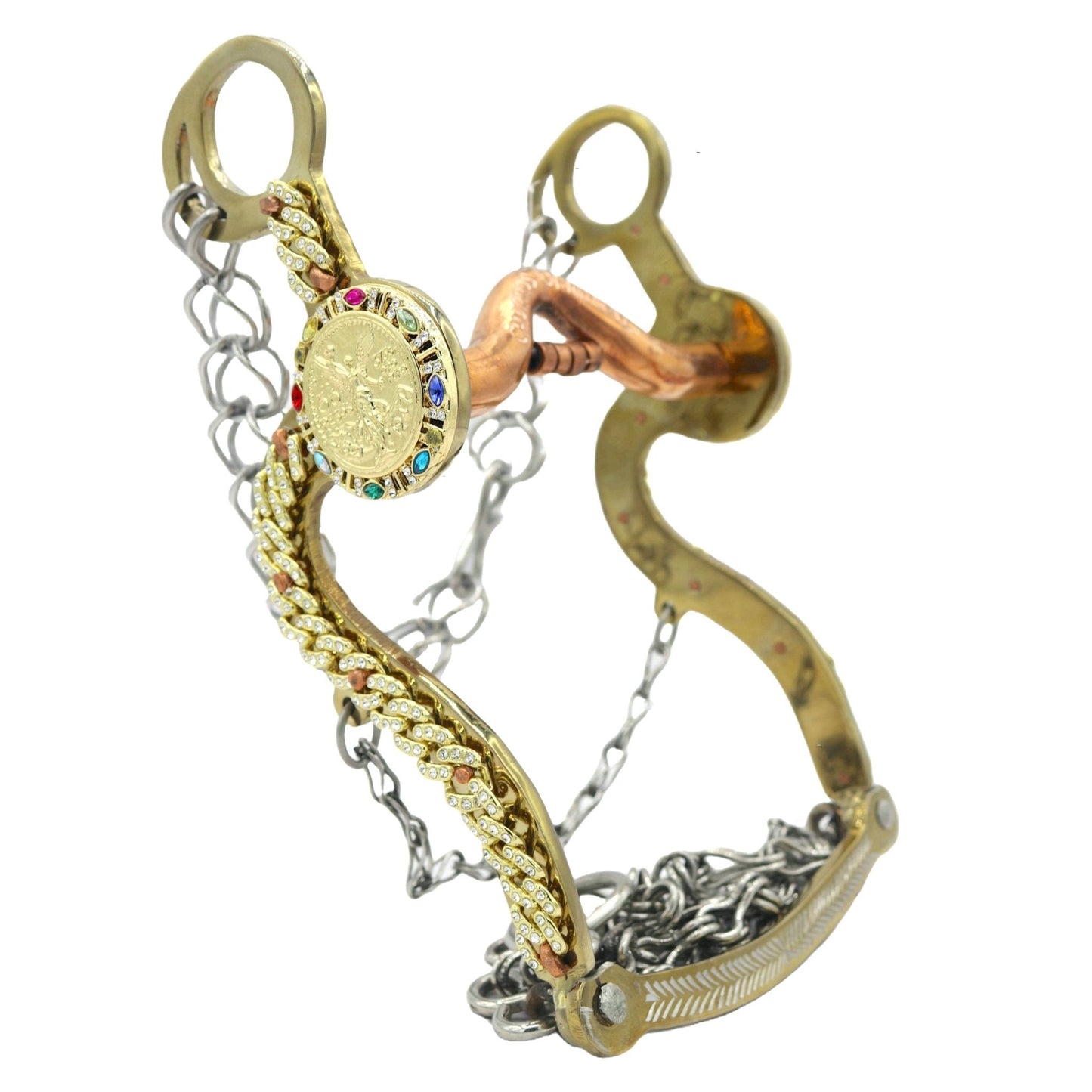 5 3/8" Freno Centenario Dorado Horse Cobre Caballo - M - Royal Saddles - Charro Bits/Frenos
