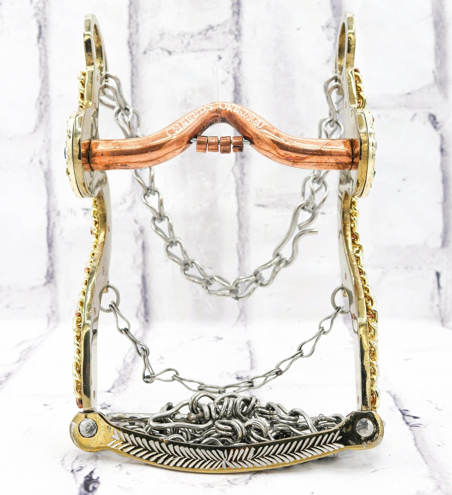 5 3/8" Freno Centenario Dorado Horse Cobre Caballo - M - Royal Saddles - Charro Bits/Frenos