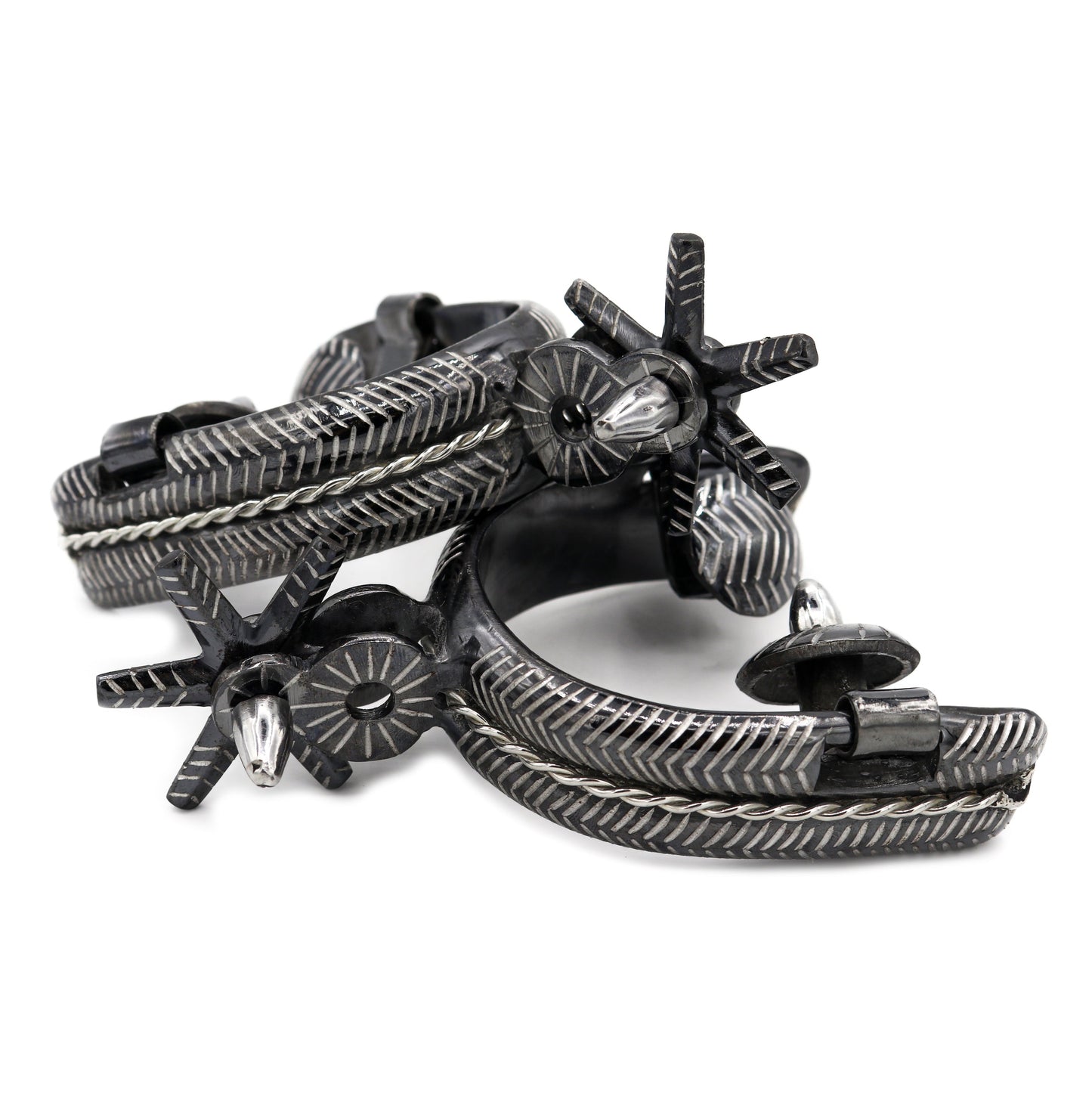 Espuelas Charras Mill Rayas Negras Mexican Black Spurs