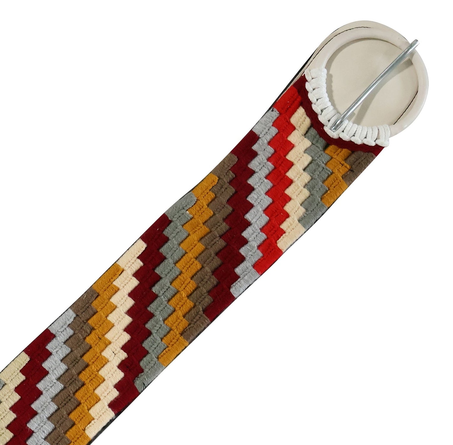 31" Cincho Maroon White Charro Braided Horse Cinch