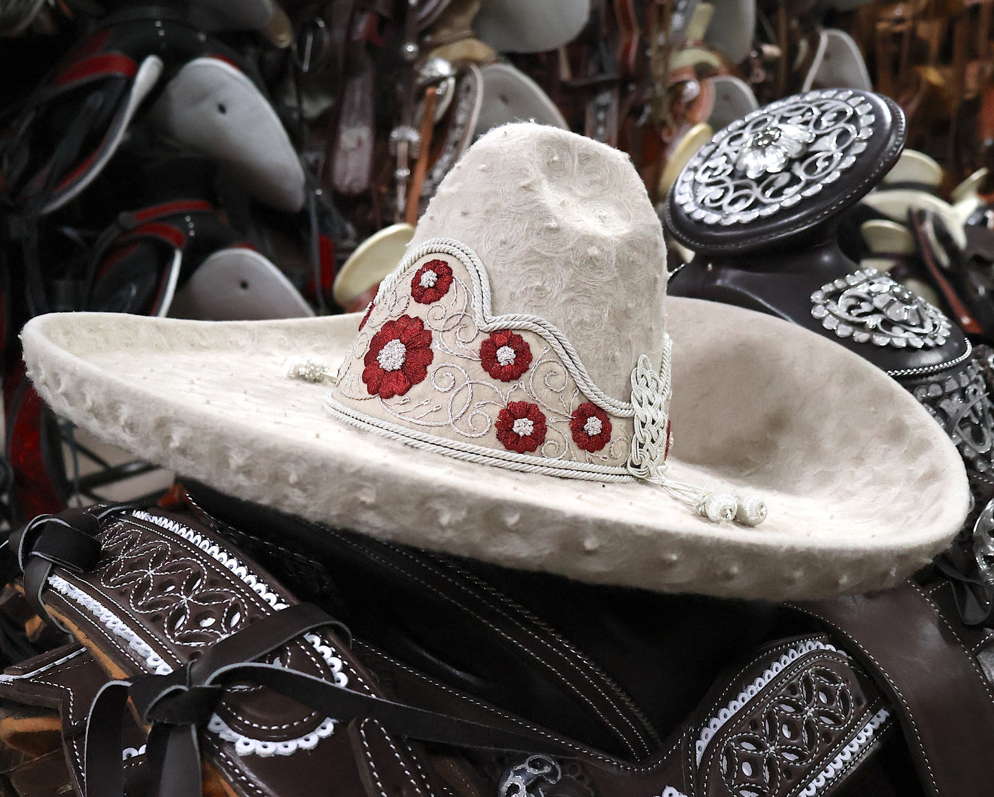 Sombrero MEX 59 Charro Toquilla Traditional Embroidered Mexican Hat