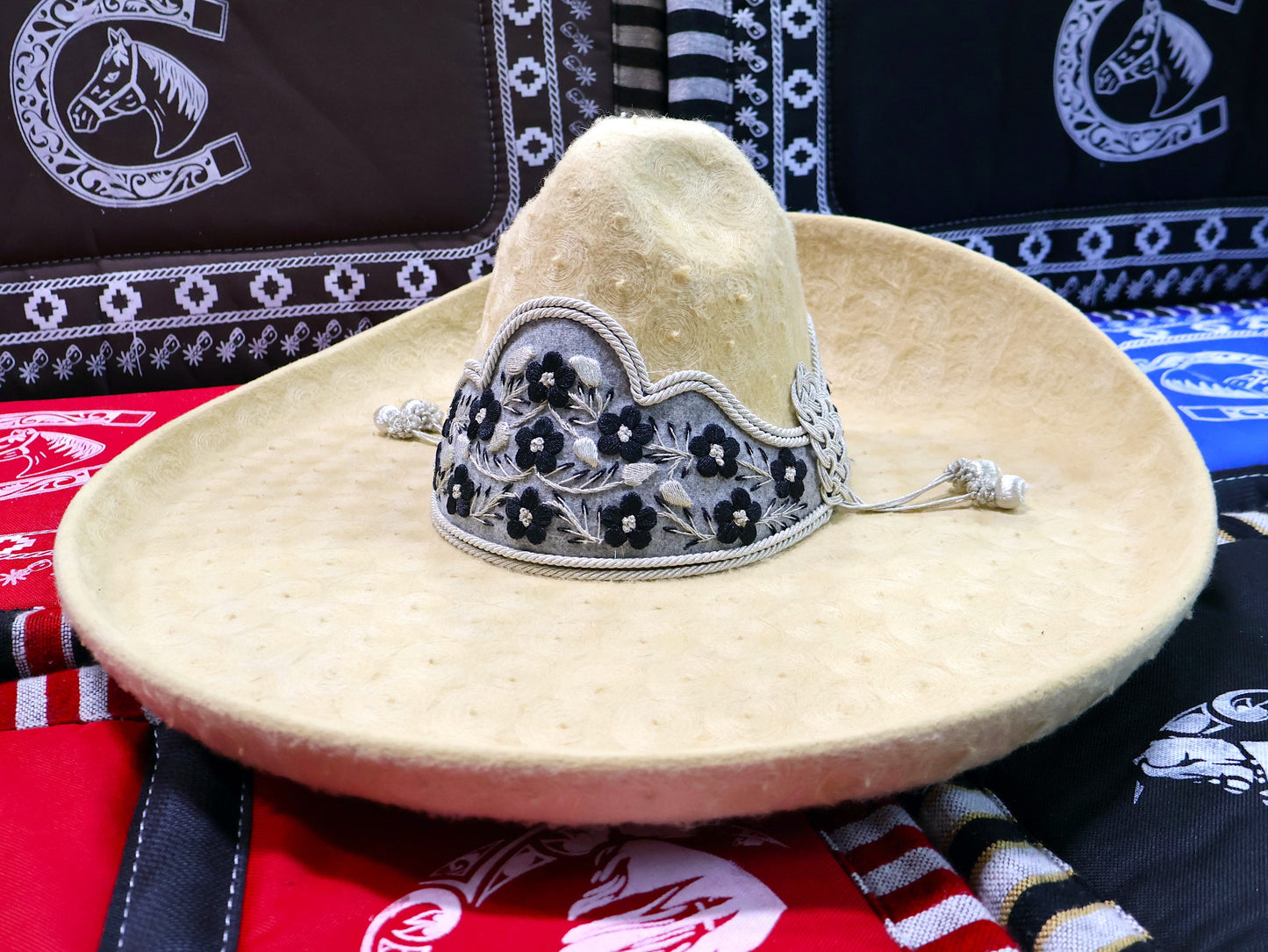 Sombrero MEX 59 Embroidered Charro Mexican Toquilla