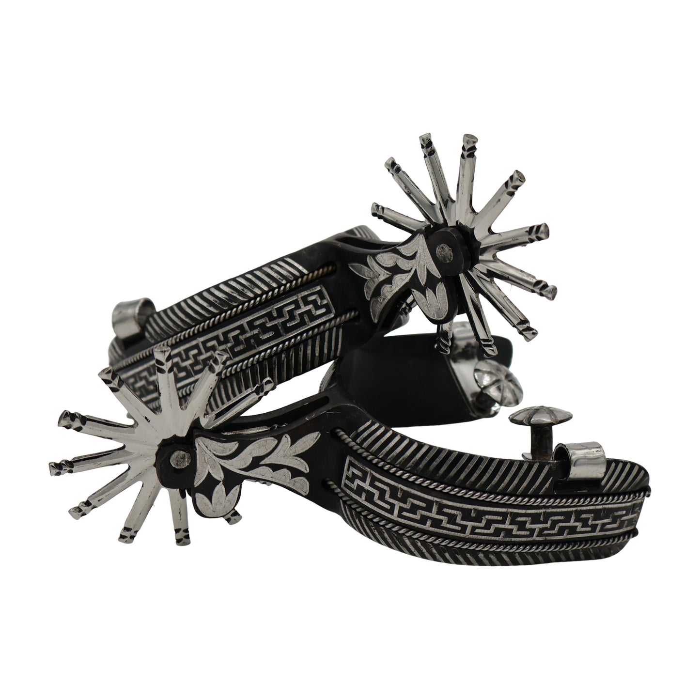 Greca Espuelas Charro Finas Negras Pavonadas Spurs