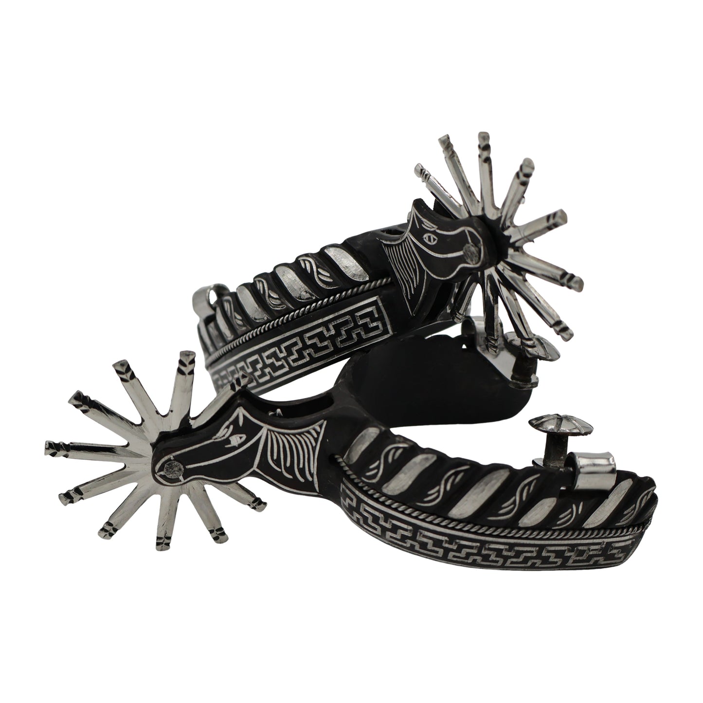 Espuelas Charras Diseno Black Greca Design Spurs