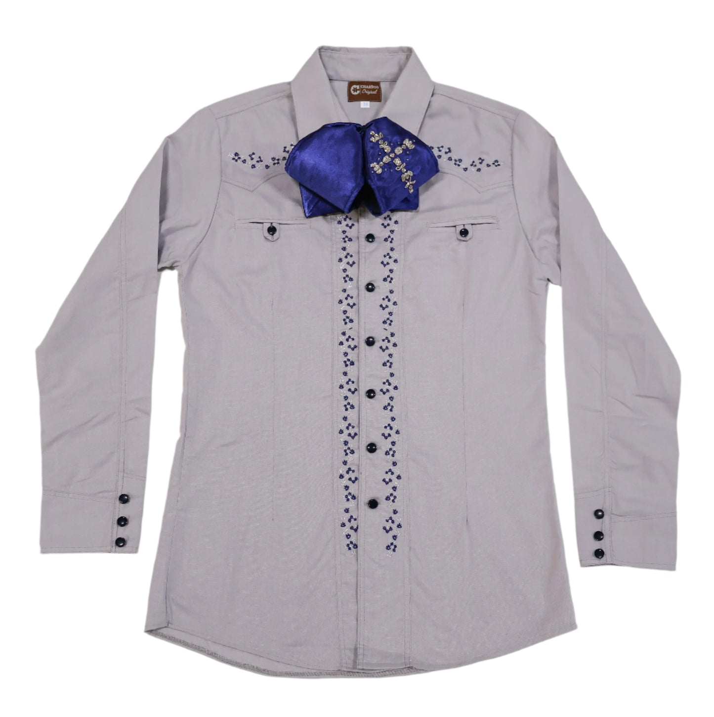 38 M Gris Stone Charro Camisa Charra Diseño Bordada