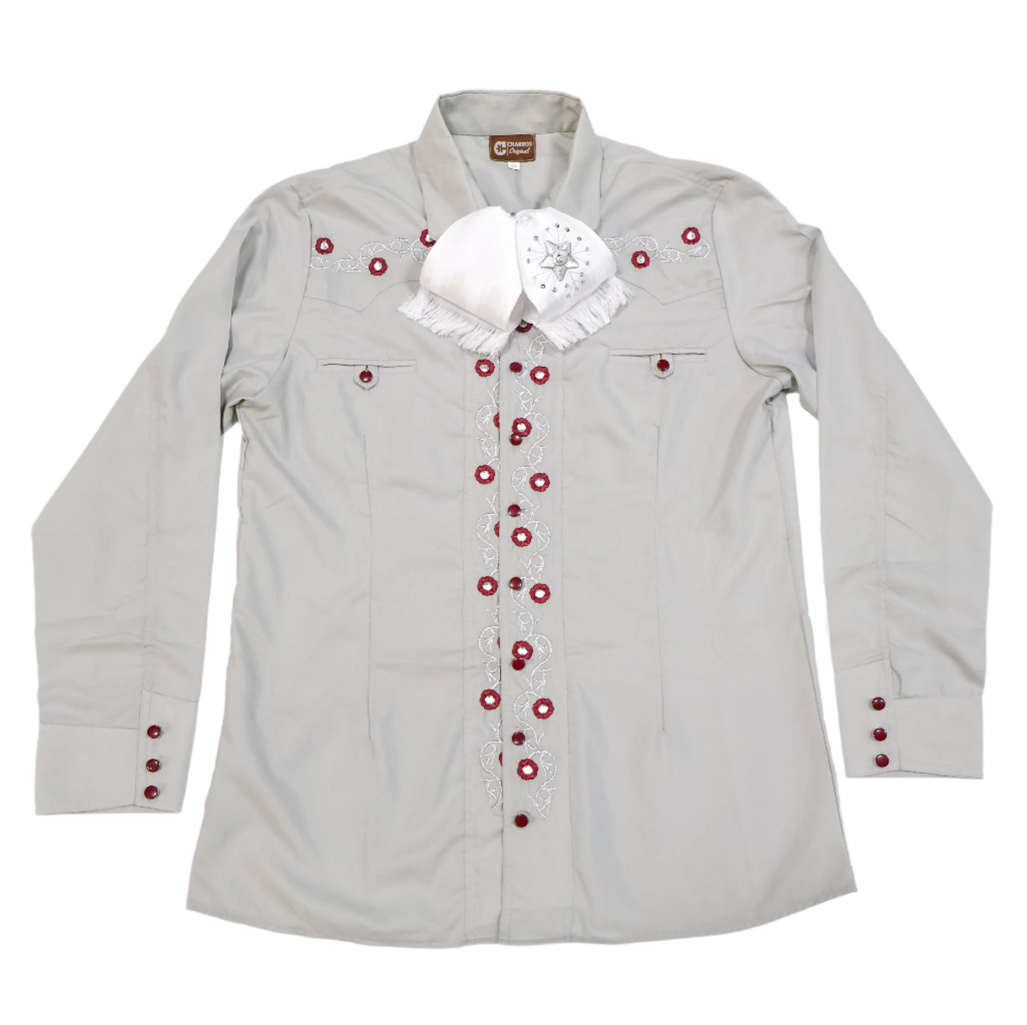 40 (L) Camisa Silver Gray Charra Diseño Charreria
