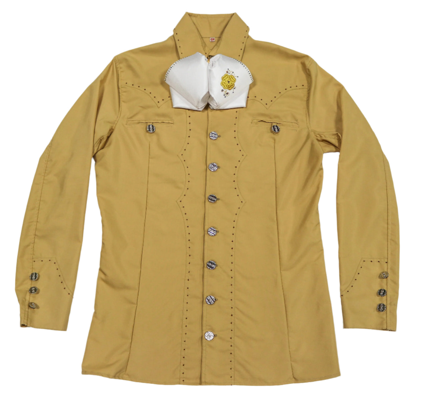 36 (Small) Mustard Camisa Pespunte Charros