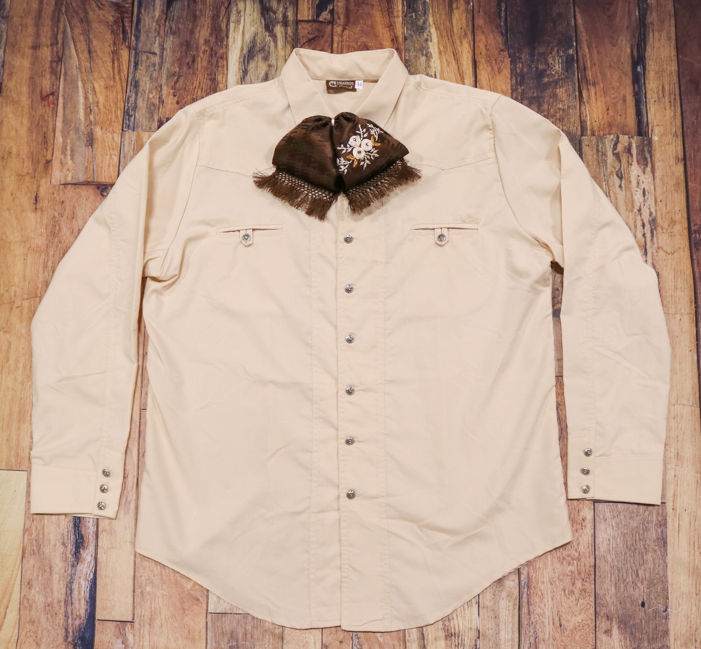44 (2XL) Cafe Camisa Charra Lisa Charro Shirt