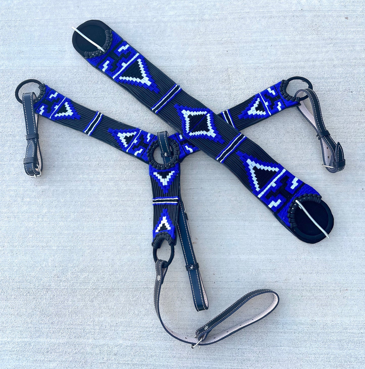 Azul Pecho-Pretal/ Cincho Caballo Montura Charra Breast Collar