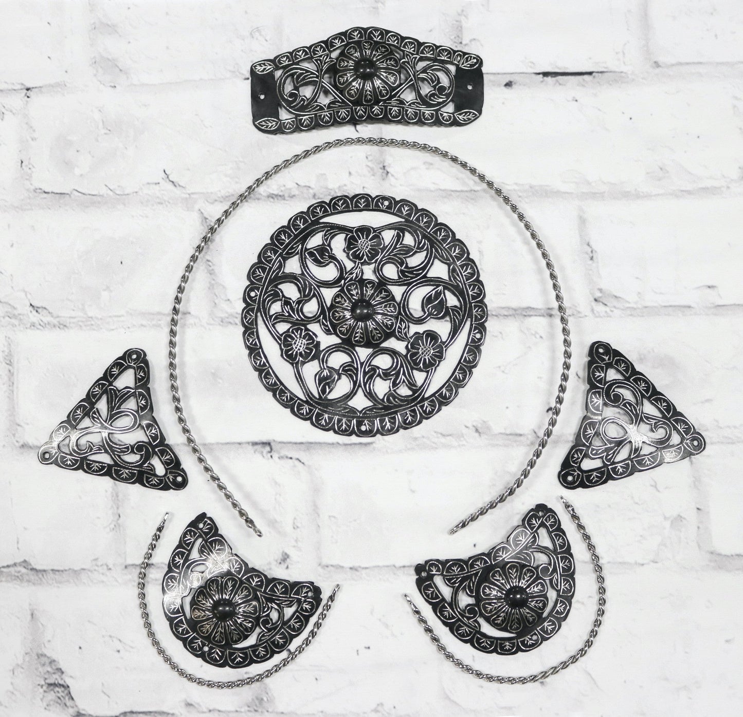 Black Fino Para Montura Herraje Charra Saddle Tree Kit - M - Royal Saddles - Charro Saddle Parts