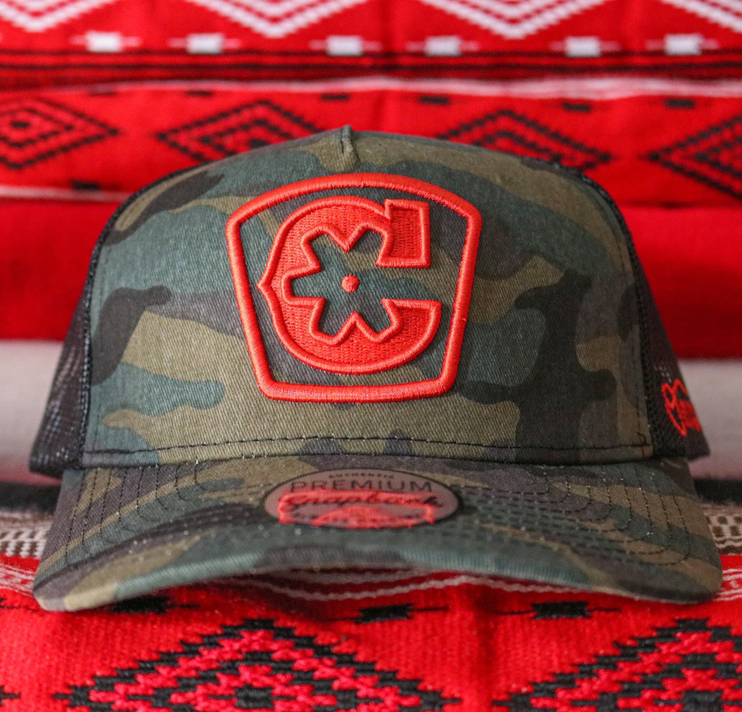 Camo "C" Logo Charros Original Curve Hat - M - Royal Saddles - Charros Original Hats