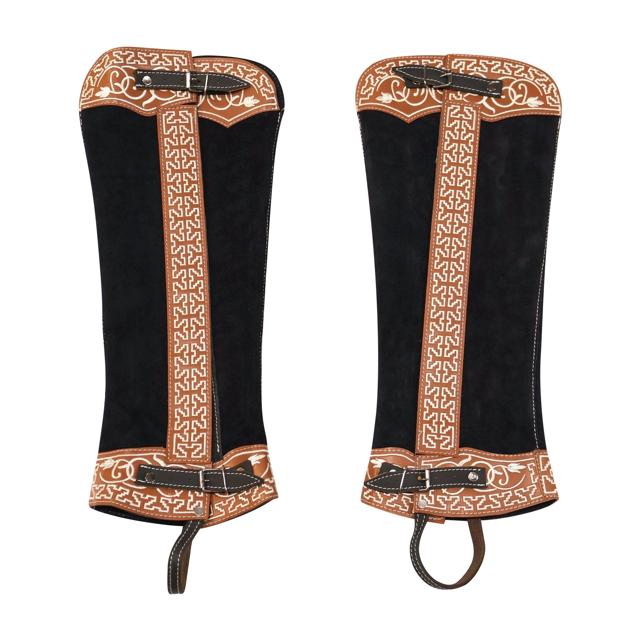 Charro Vino Polainas Espanolas Montar Leather Half Chaps