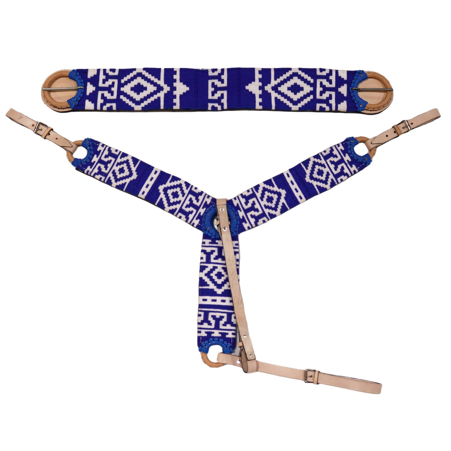 Charro Blue Pechera Montura Horse BreastCollar/ 37.5" Cinch - M - Royal Saddles - Charro Breastcollar/Pechera