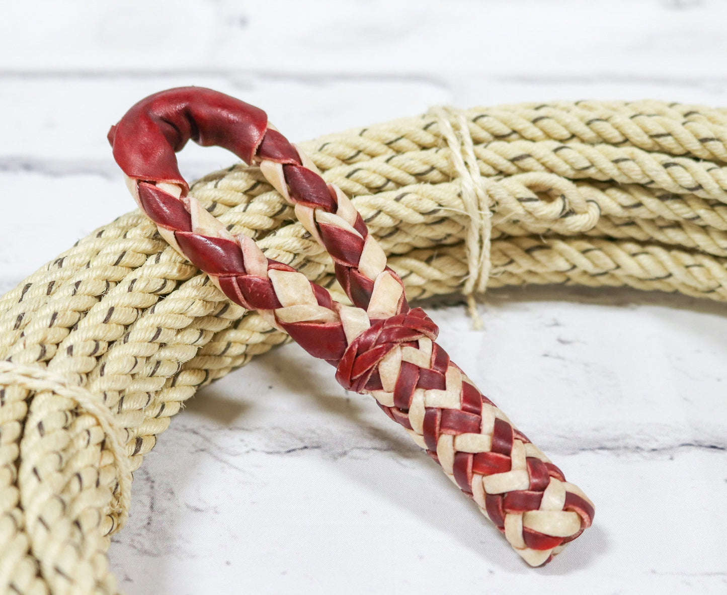 Charro Rawhide Red Hondilla Rope Lariat Rosadera - M - Royal Saddles - Ropes/Sogas
