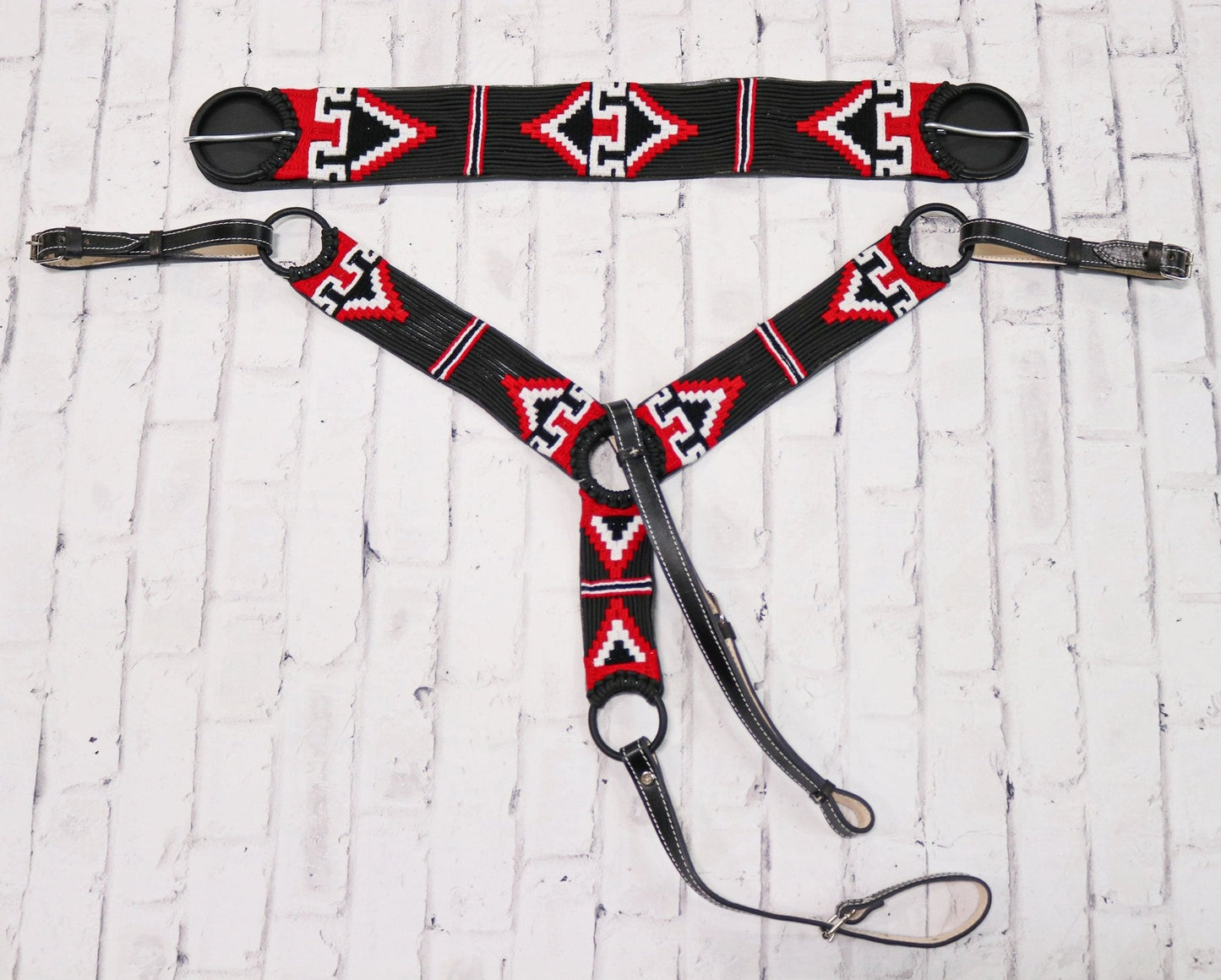 Cherry Red Charro Saddle Pechera / 35" Cincho (SET) - M - Royal Saddles - Charro Breastcollar/Pechera