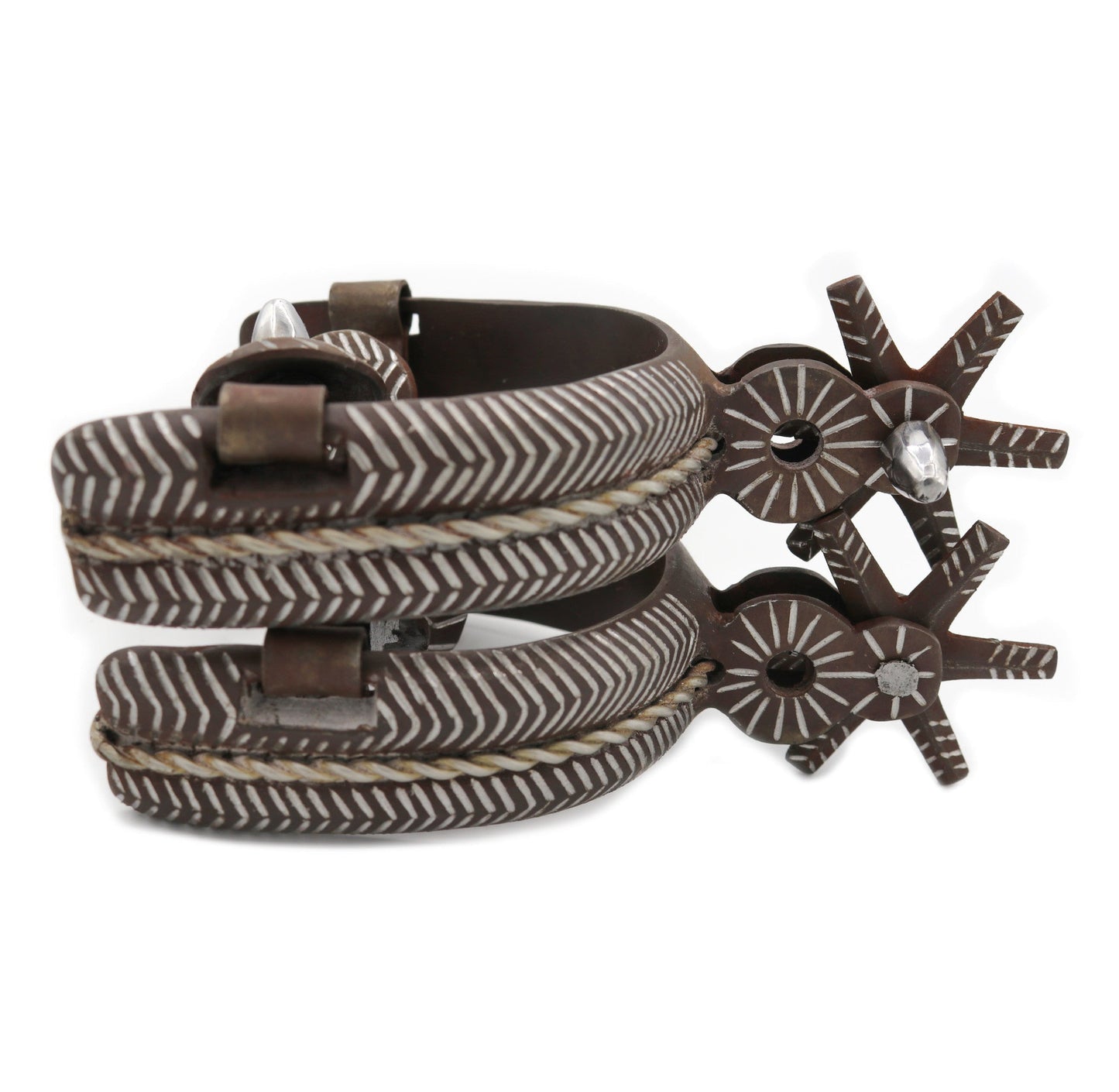 Espuelas Charras Mill Rayas Rusticas Mexican Spurs - M - Royal Saddles - Charro Spurs/Espuelas