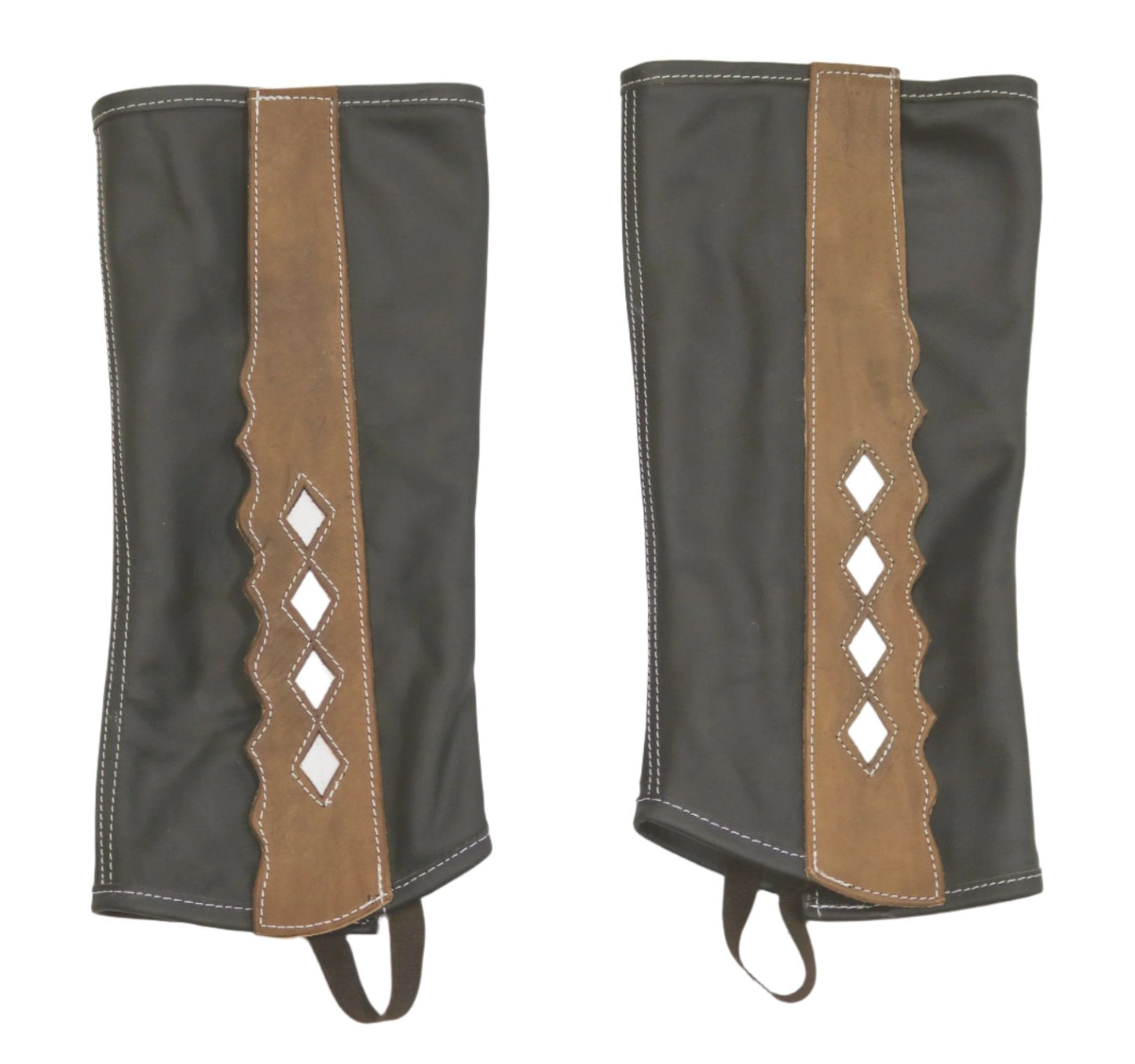 Leather (L) Polainas Charras Half Chaps Brown - M - Royal Saddles - Charro Polainas/Chaps