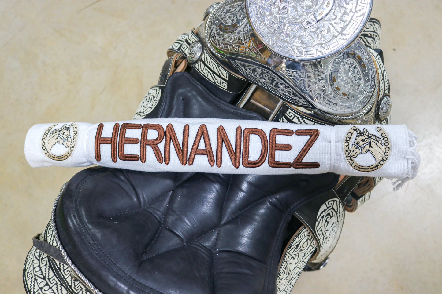 White Hernandez Charro Montura Saddle Sarape