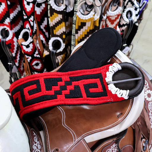 34.5" Red/Black Charro Horse Cincho Caballo - M - Royal Saddles - Charro Cinchos