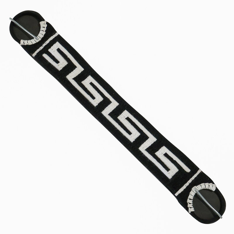 35" Cincho Black White Horse Braided Caballo Cinch - M - Royal Saddles - Charro Cinchos