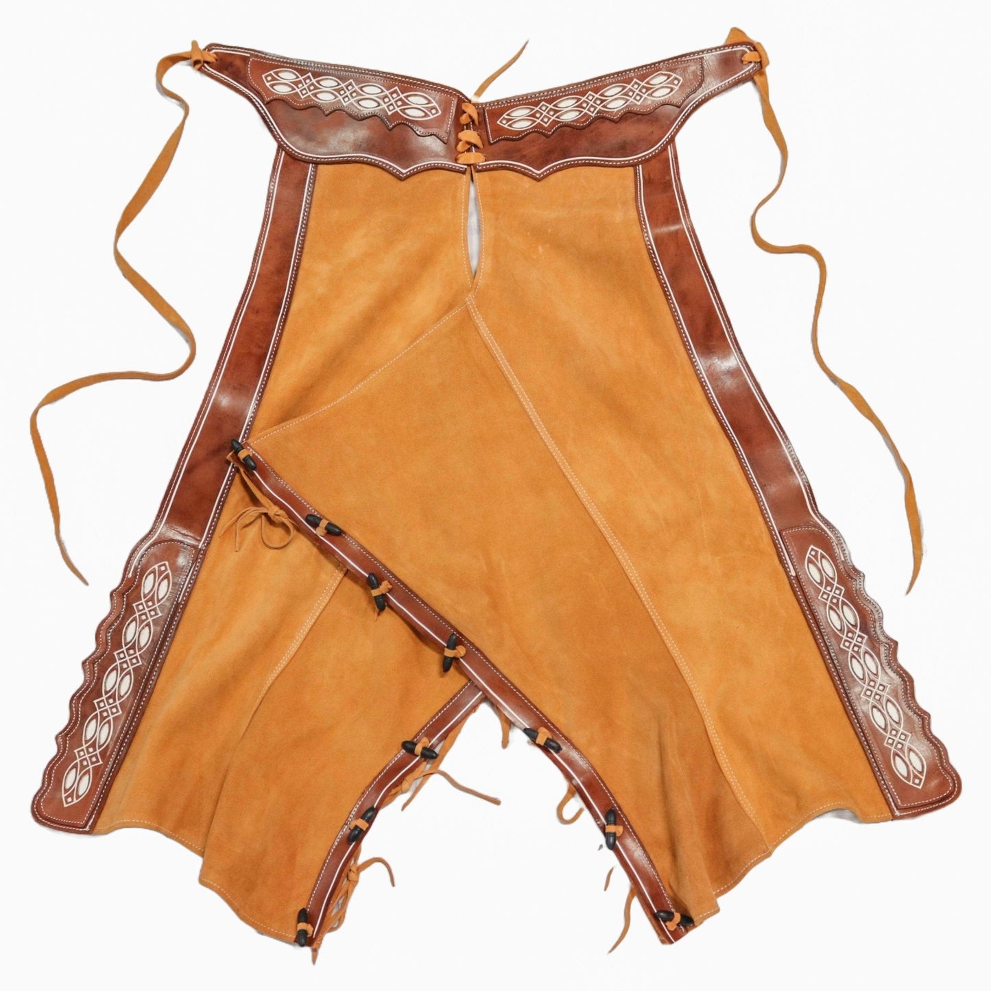 36" Chaparreras Chaps Suede Charras Gamuza Natural - M - Royal Saddles - Charro Polainas/Chaps