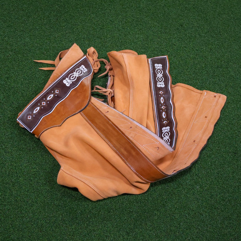 36" Charros Fina Pintada Resacada Chaparreras Gamuza Chaps - M - Royal Saddles - Charro Polainas/Chaps