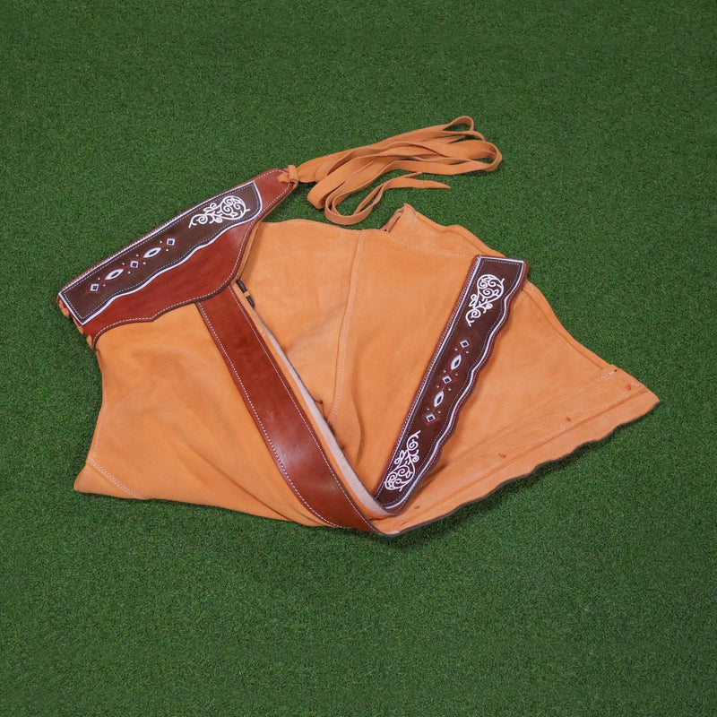 38" Charros Chaparreras Fina Pintada Gamuza Chaps Resacada - M - Royal Saddles - Charro Polainas/Chaps