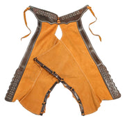 38" Charros Chaparreras Gamuza Design Brown Chaps - M - Royal Saddles - Charro Polainas/Chaps