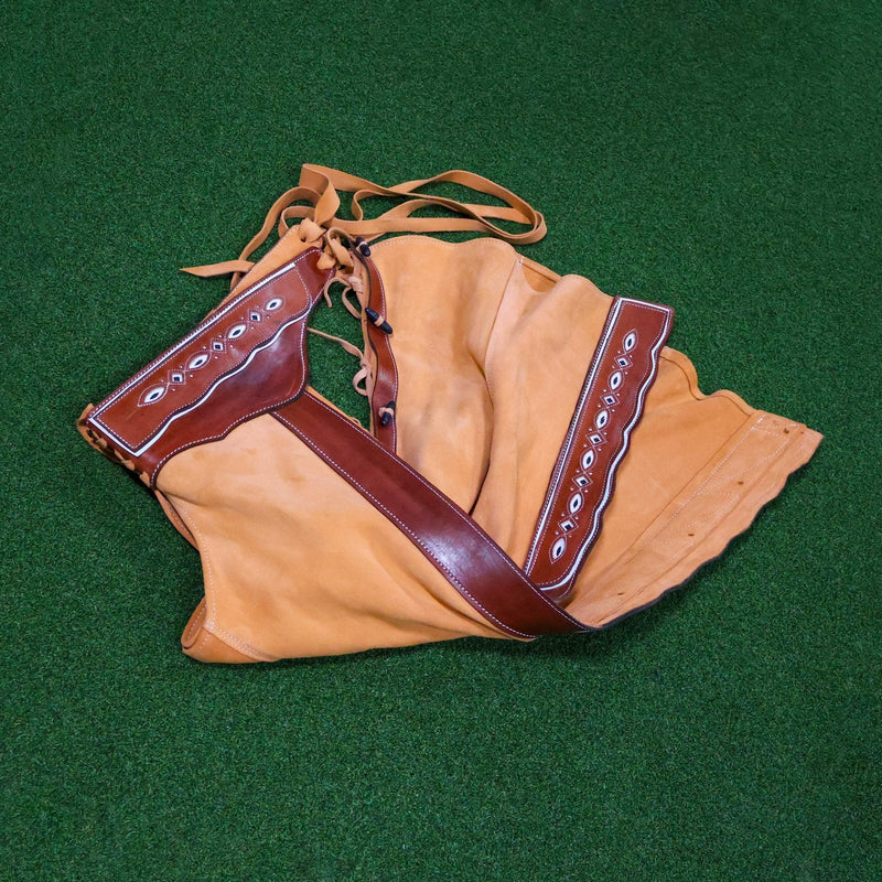 38" Charros Fina Gamuza Chaps Resacada Chaparreras - M - Royal Saddles - Charro Polainas/Chaps