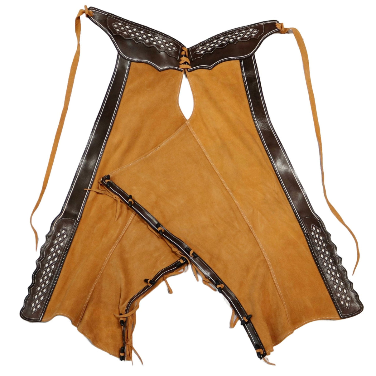 38" Charros Original Brown Chaparreras Chaps Gamuza - M - Royal Saddles - Charro Polainas/Chaps
