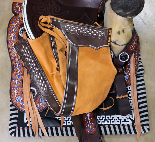 38" Charros Original Brown Chaparreras Chaps Gamuza - M - Royal Saddles - Charro Polainas/Chaps