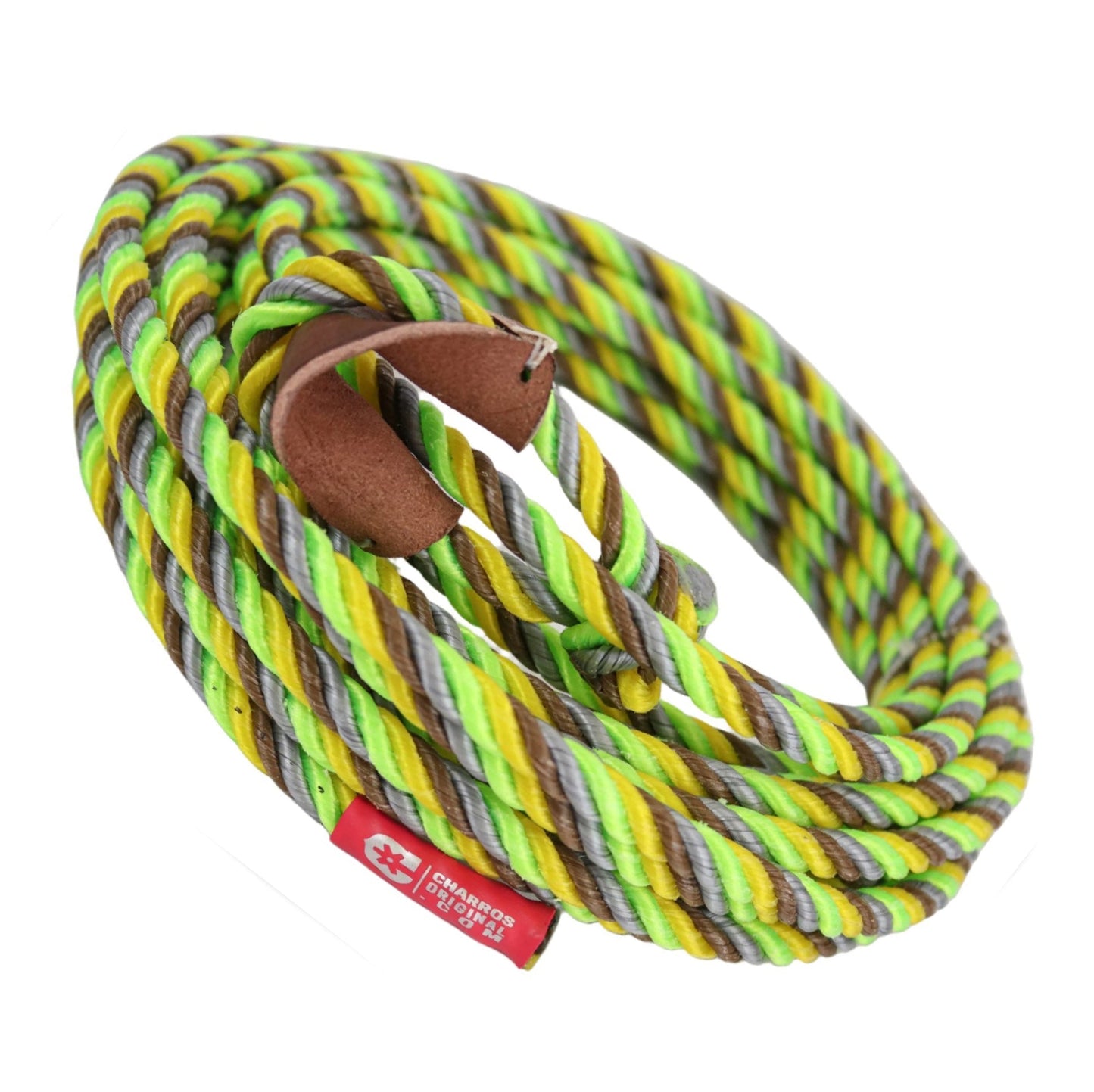 39FT. (12M) TRI Lime Green/Brown Soga Para Florear - M - Royal Saddles - Ropes/Sogas