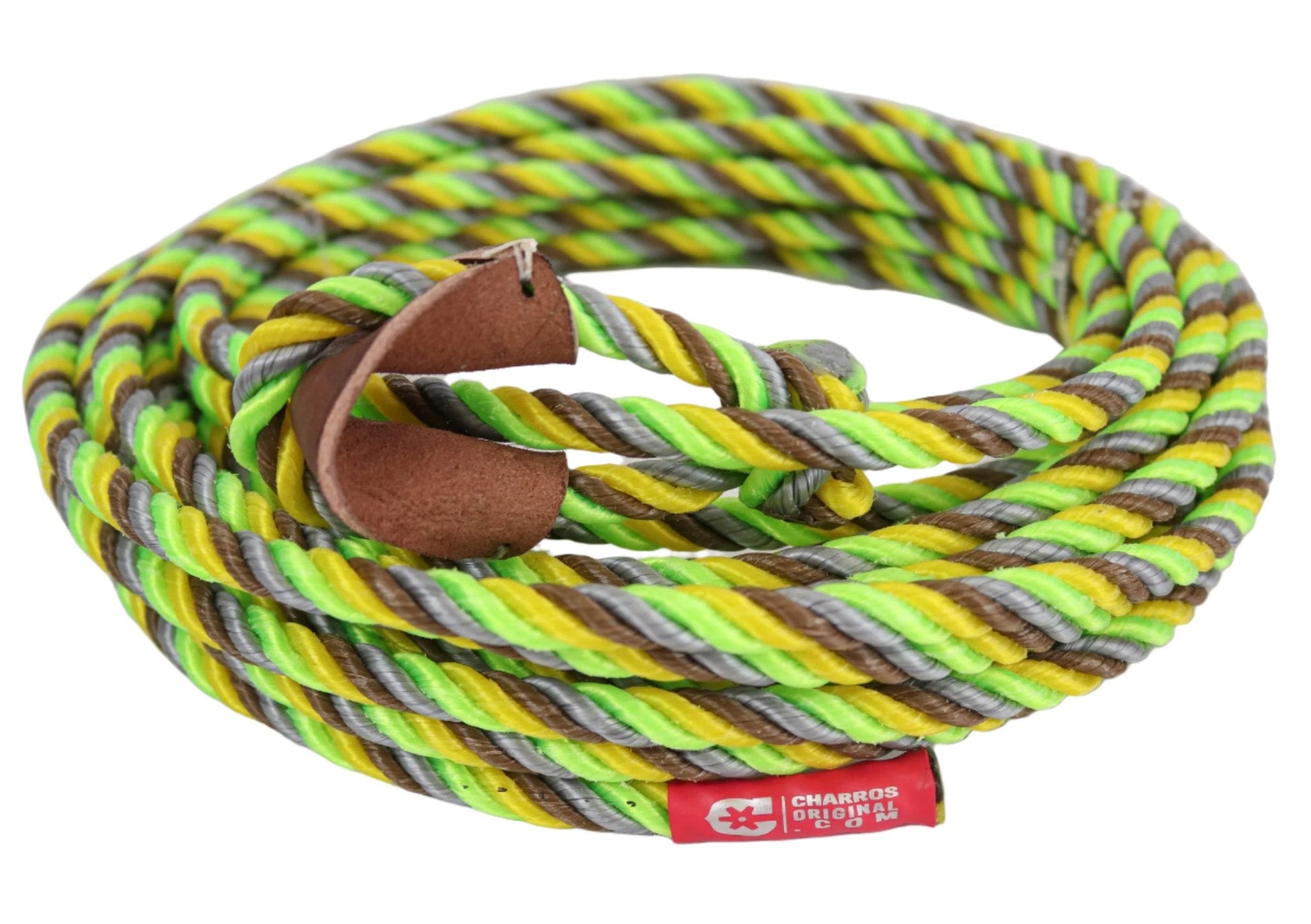 39FT. (12M) TRI Lime Green/Brown Soga Para Florear - M - Royal Saddles - Ropes/Sogas