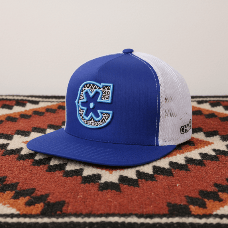 3D Azul Charros Original "C" Trucker Hat - M - Royal Saddles - Charros Original Hats