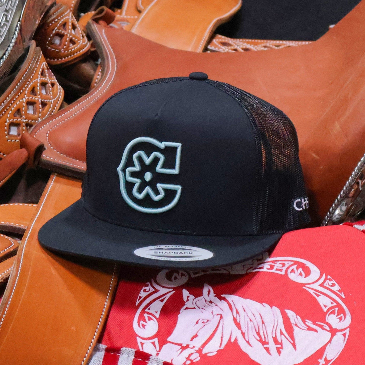3D Sky Blue "C" Black Charros Original Hat - M - Royal Saddles - Charros Original Hats