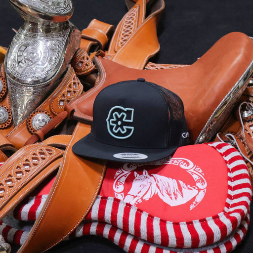 3D Sky Blue "C" Black Charros Original Hat - M - Royal Saddles - Charros Original Hats