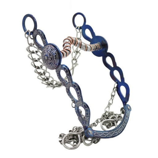 4 7/8" Azul Charro Freno Saddle Horseshoe Blue Bit - M - Royal Saddles - Charro Bits/Frenos