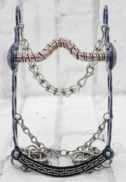 4 7/8" Azul Charro Freno Saddle Horseshoe Blue Bit - M - Royal Saddles - Charro Bits/Frenos