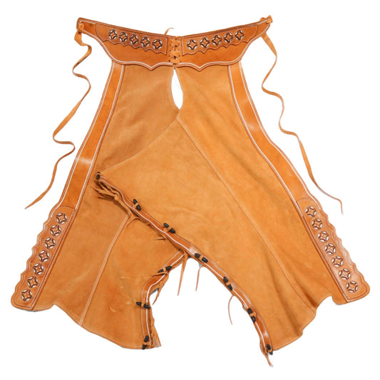 40" Brown Charros Chaps Chaparreras Charras De Gamuza - M - Royal Saddles - Charro Polainas/Chaps