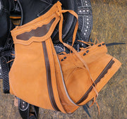 40" Charros Brown Chaps Chaparreras Charras Gamuza - M - Royal Saddles - Charro Polainas/Chaps