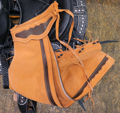 40" Charros Brown Chaps Chaparreras Charras Gamuza - M - Royal Saddles - Charro Polainas/Chaps