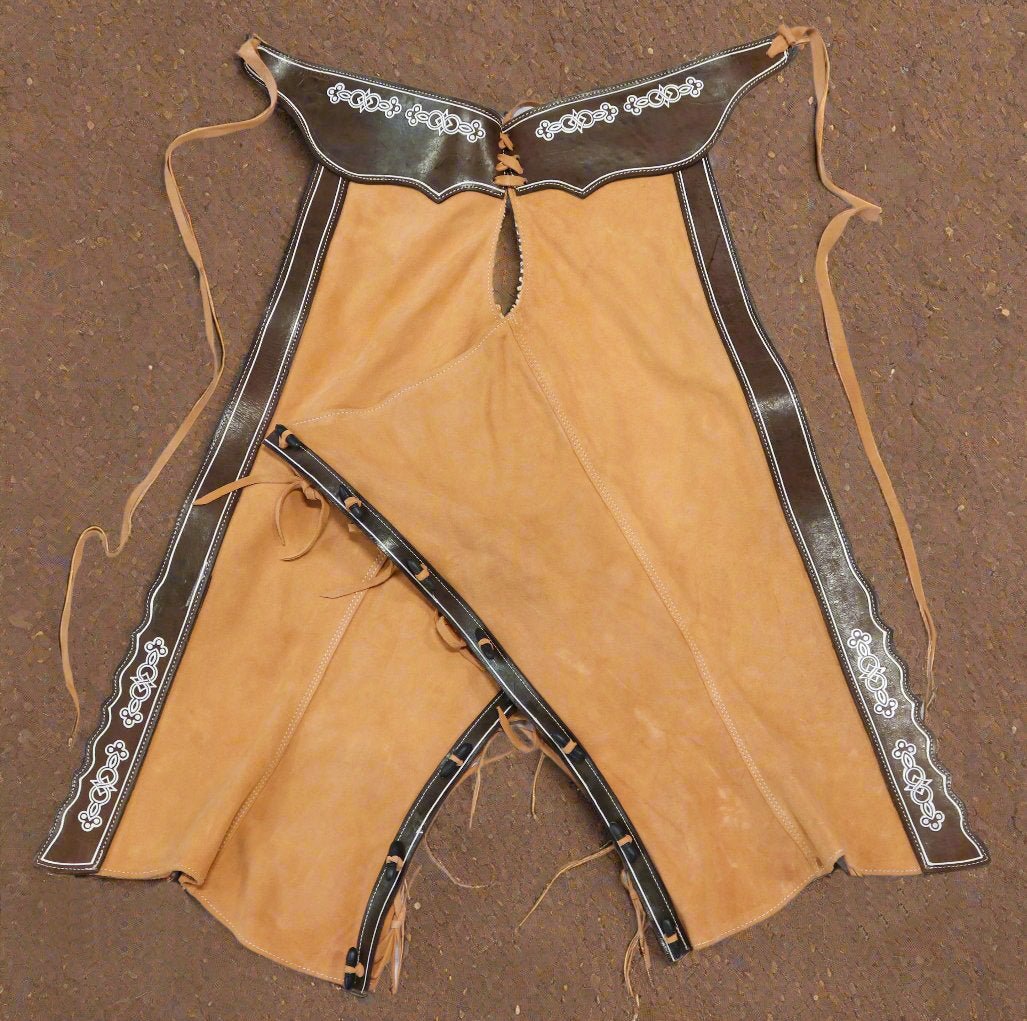 40" Charros Chaparreras Charras De Gamuza Chaps - M - Royal Saddles - Charro Polainas/Chaps