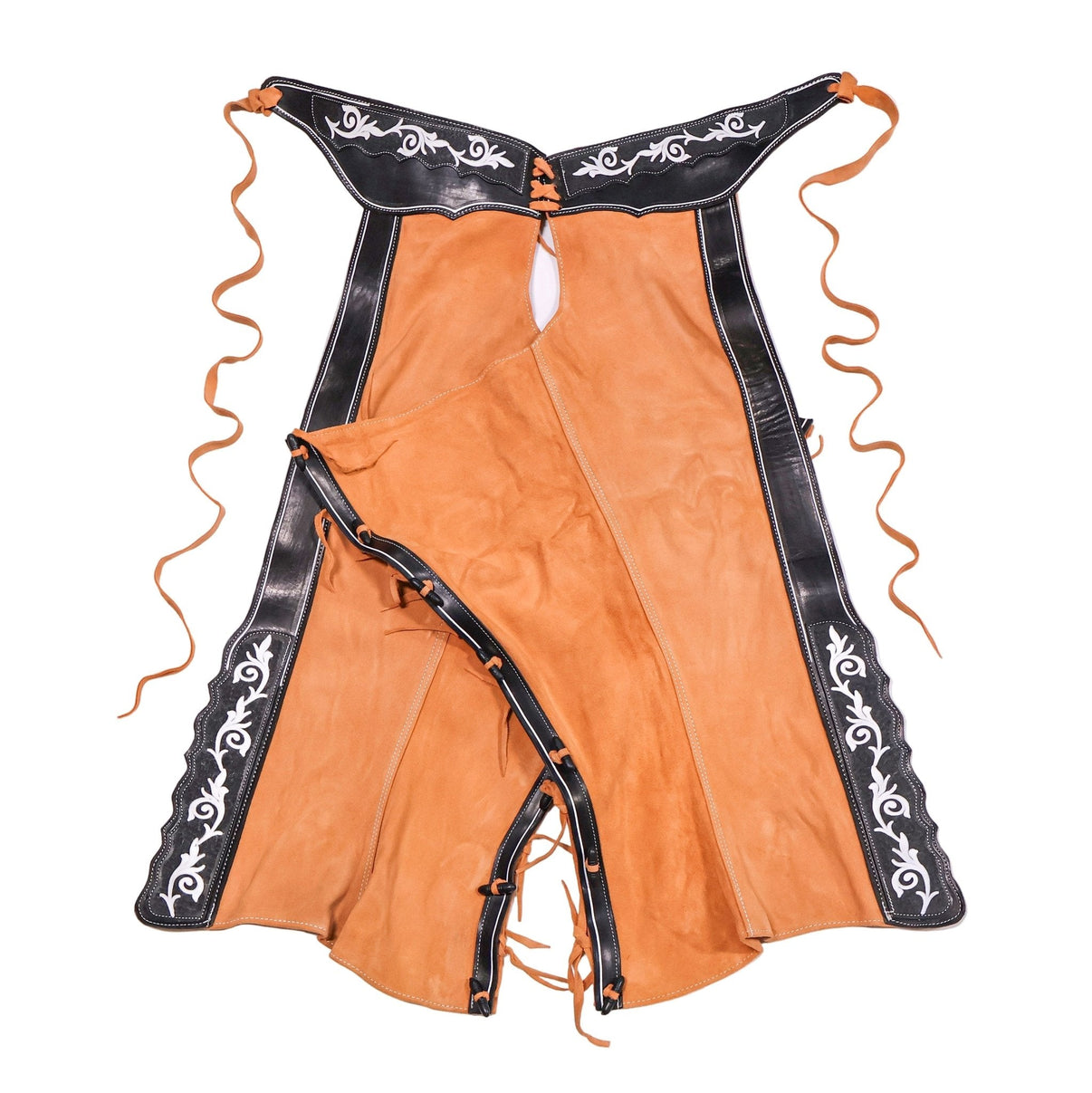 40" Charros Leather Chaps Pintadas Chaparreras Gamuza - M - Royal Saddles - Charro Polainas/Chaps