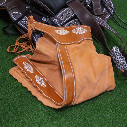 40" Design Charros Chaps Suede Chaparreras De Gamuza - M - Royal Saddles - Charro Polainas/Chaps