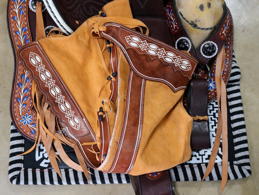 40" Resacada Chedron Charros Chaps Chaparreras De Gamuza - M - Royal Saddles - Charro Polainas/Chaps