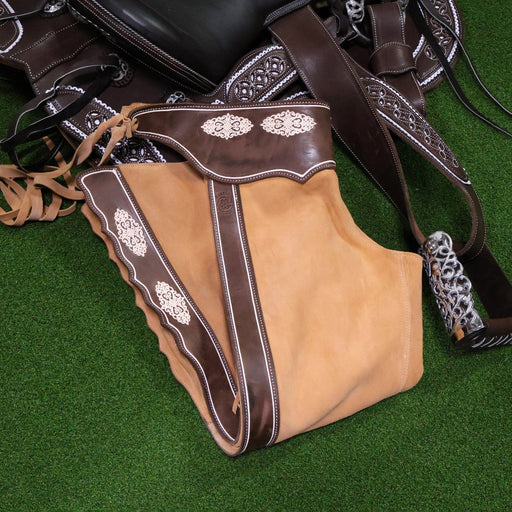 42" Charros Chaparreras Charras De Gamuza Chaps - M - Royal Saddles - Charro Polainas/Chaps